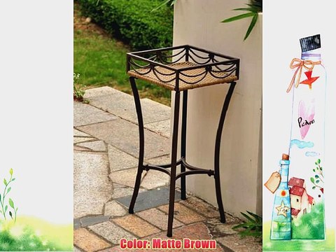 Valencia Resin Wicker / Steel Square Plant Stand (Matte Brown) (26H x 12W x 12D)