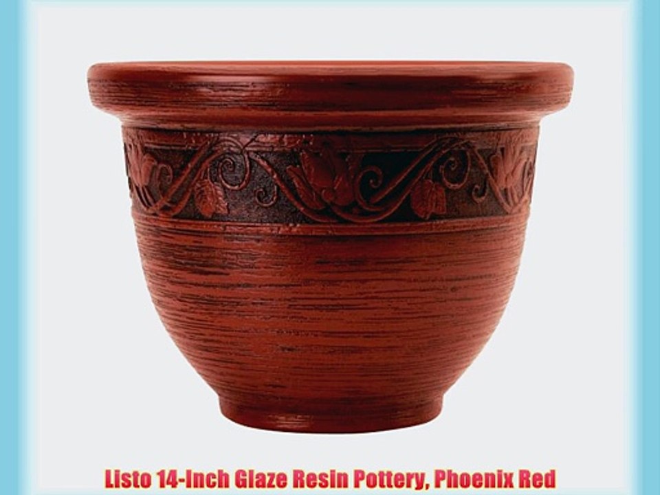 Listo 14-Inch Glaze Resin Pottery Phoenix Red