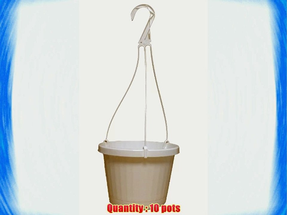 10 NEW ~ 8 Inch Hanging Basket Plastic Nursery Pots ~ White ~ Pots ARE 7.25 Inch Round At the