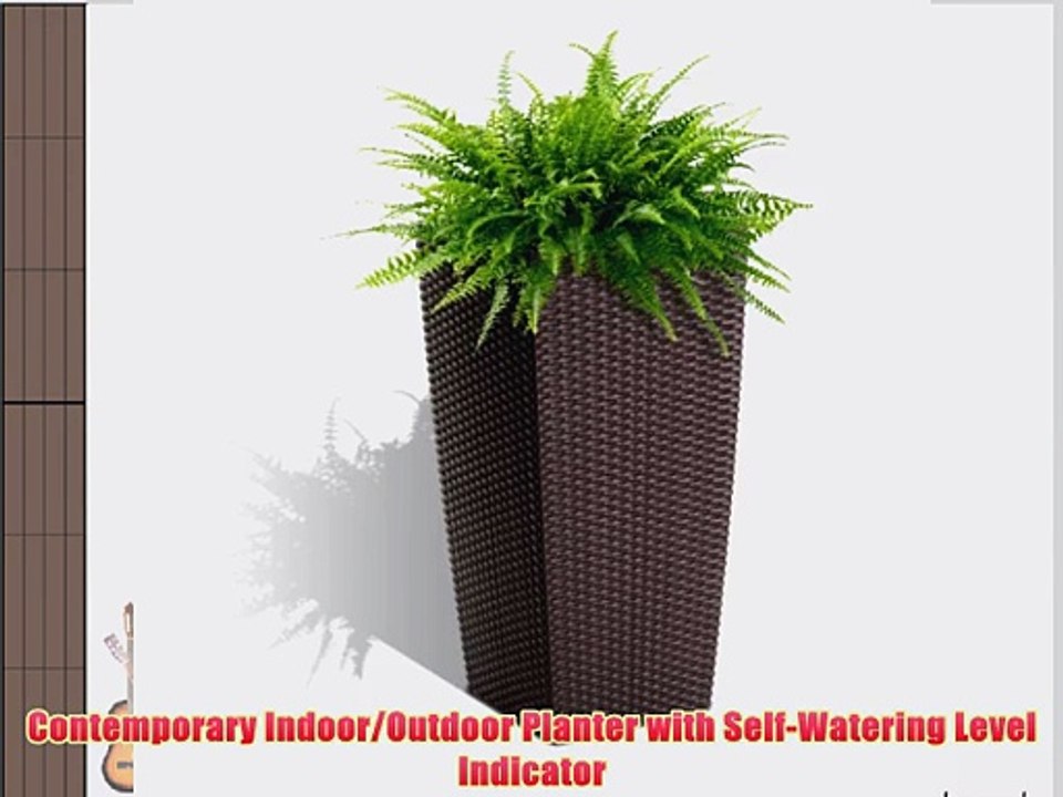 Algreen 12401 Self Watering Modena Rattan Planter 22-Inch Mocha