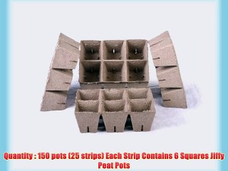 150 NEW Square Jiffy Peat Pots Size 3x3 - Strips ~ Pots Are 3 Inch Square At the Top and 3