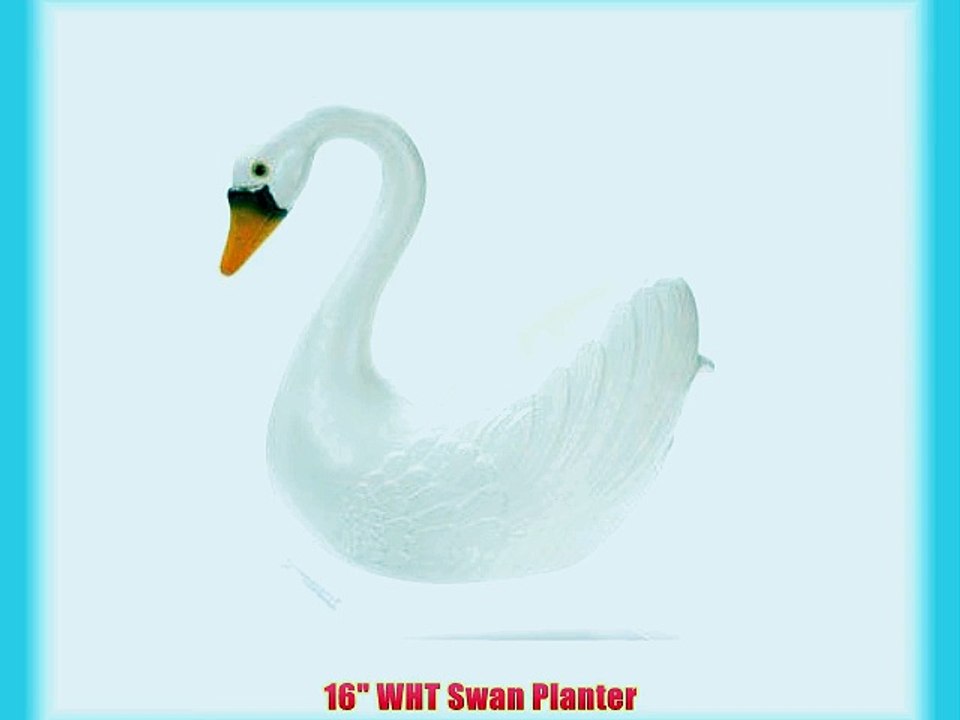 16 WHT Swan Planter