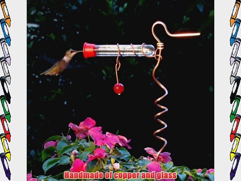 Copper Flower Pot Hummingbird Feeder with Decorative Red Marble