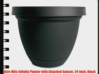 Akro-Mils Infinity Planter with Attached Saucer 24-Inch Black