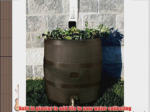 RTS Home Accents Round 35-Gallon Rain Barrel with Brass Spigot and Built-In Planter Mud