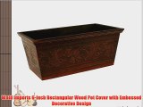 Wald Imports 6-Inch Rectangular Wood Pot Cover with Embossed Decorative Design