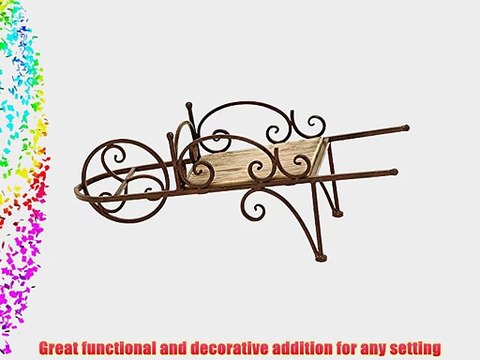 Deco 79 66557 Metal/Wood Country Wheelbarrow Theme Plant Stand 24 by 9-Inch
