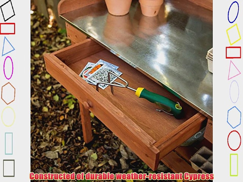 Jack Post Cypress Wood Lotus Potting Bench with Metal Top Wood