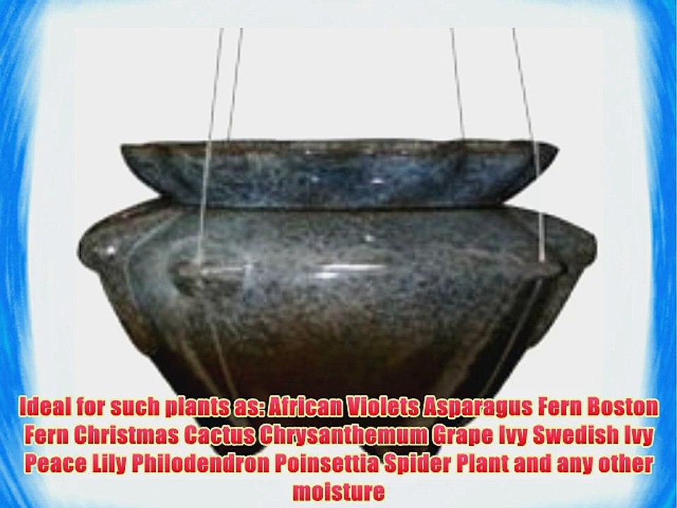 Light Blue and Moss Green Hanging Ruffle Shaped Self Watering Planter 7.5 Diameter Opening