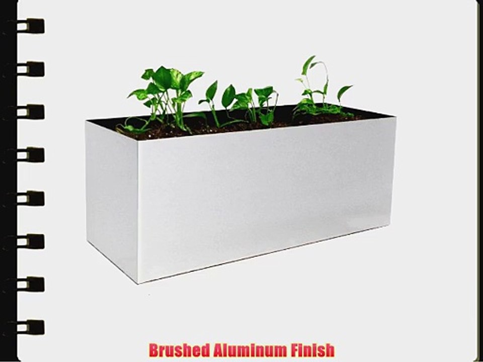 Madeira Rectangle Planter - 30 X 12 X 12 - Brushed Metal Finish