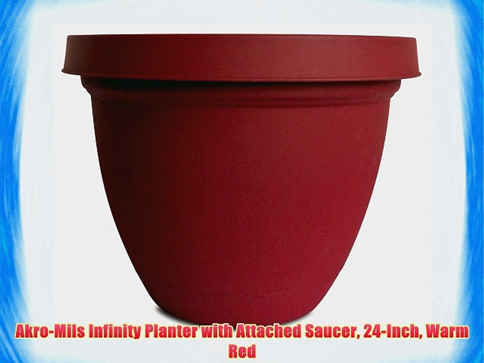 Akro-Mils Infinity Planter with Attached Saucer 24-Inch Warm Red
