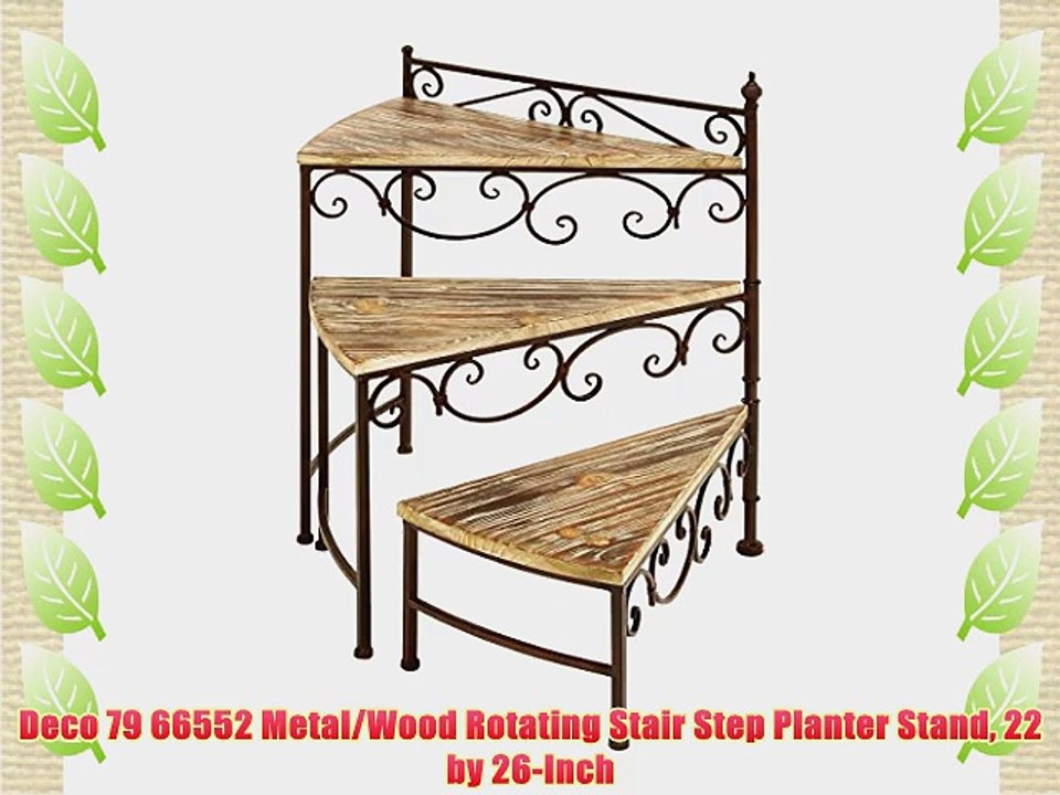 Deco 79 66552 Metal/Wood Rotating Stair Step Planter Stand 22 by 26-Inch