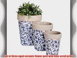 Esschert Design USA Aged Ceramic Round Nested Flowerpots Set of 3