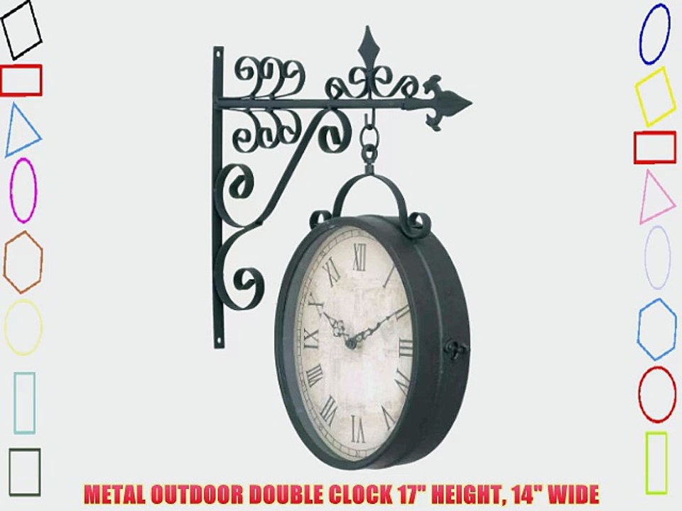 METAL OUTDOOR DOUBLE CLOCK 17 HEIGHT 14 WIDE