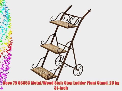 Deco 79 66553 Metal/Wood Stair Step Ladder Plant Stand 25 by 31-Inch