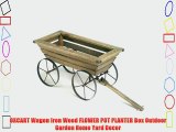 OXCART Wagon Iron Wood FLOWER POT PLANTER Box Outdoor Garden Home Yard Decor