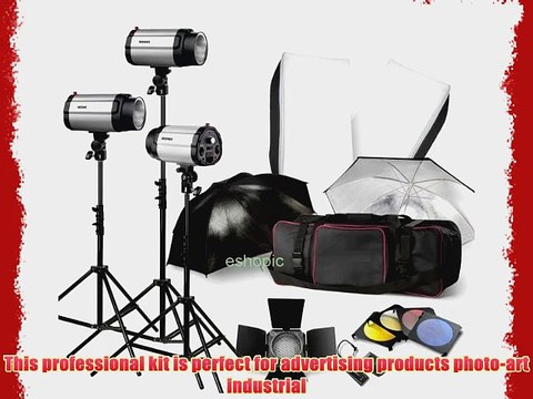 Strobe Studio Flash Light Kit 900W - Photographic Lighting - Strobes Barn Doors Light Stands