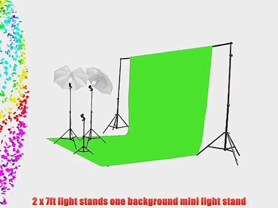 ePhoto Video Photo ChromaKey Green Screen Light Kit 3 Point Studio Photography Lighting kit