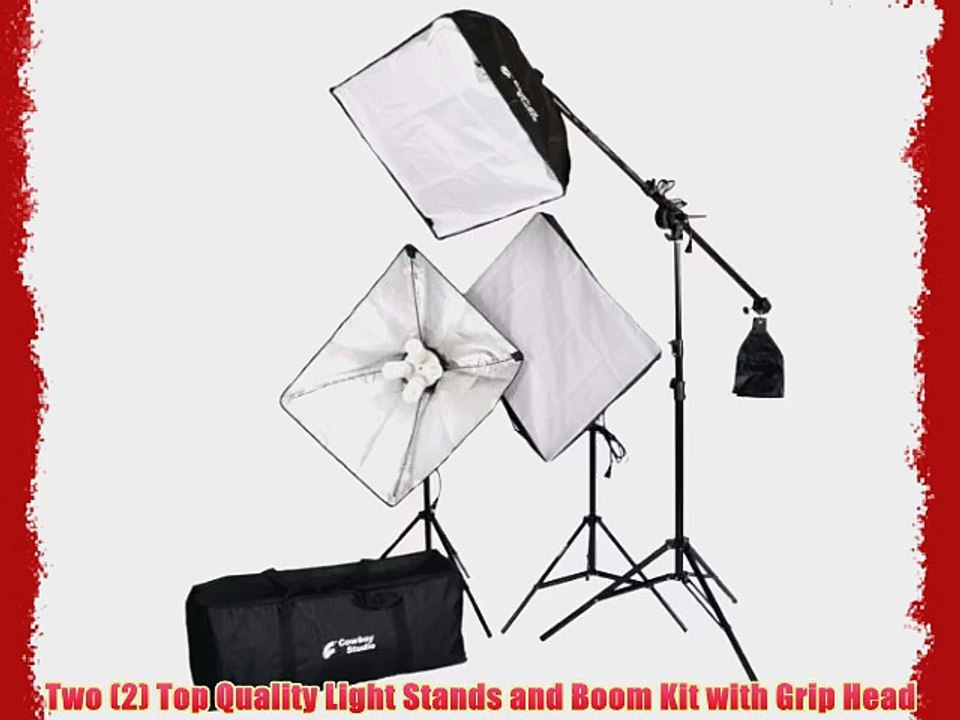 CowboyStudio 2000 Watt Digital Video Lighting kit with Boom for Video and Digital Photography