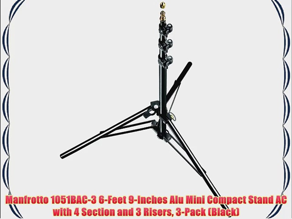 Manfrotto 1051BAC-3 6-Feet 9-Inches Alu Mini Compact Stand AC with 4 Section and 3 Risers 3-Pack