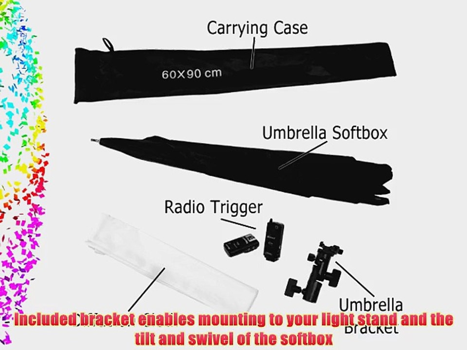 Fotodiox Pro 24x36 Umbrella Softbox Kit with Flash Bracket   Radio Trigger fits Canon Flash