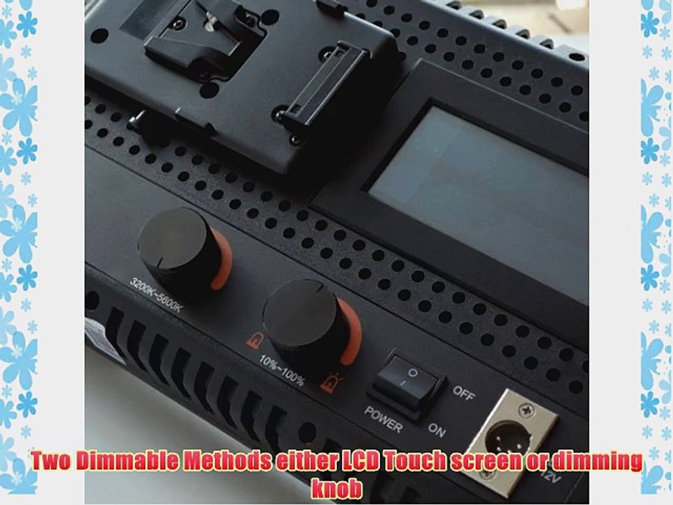 576AS Bi-Color Dimmable LED Video Light Panel with Barndoor LCD Touch Screen and V-Mount Plate