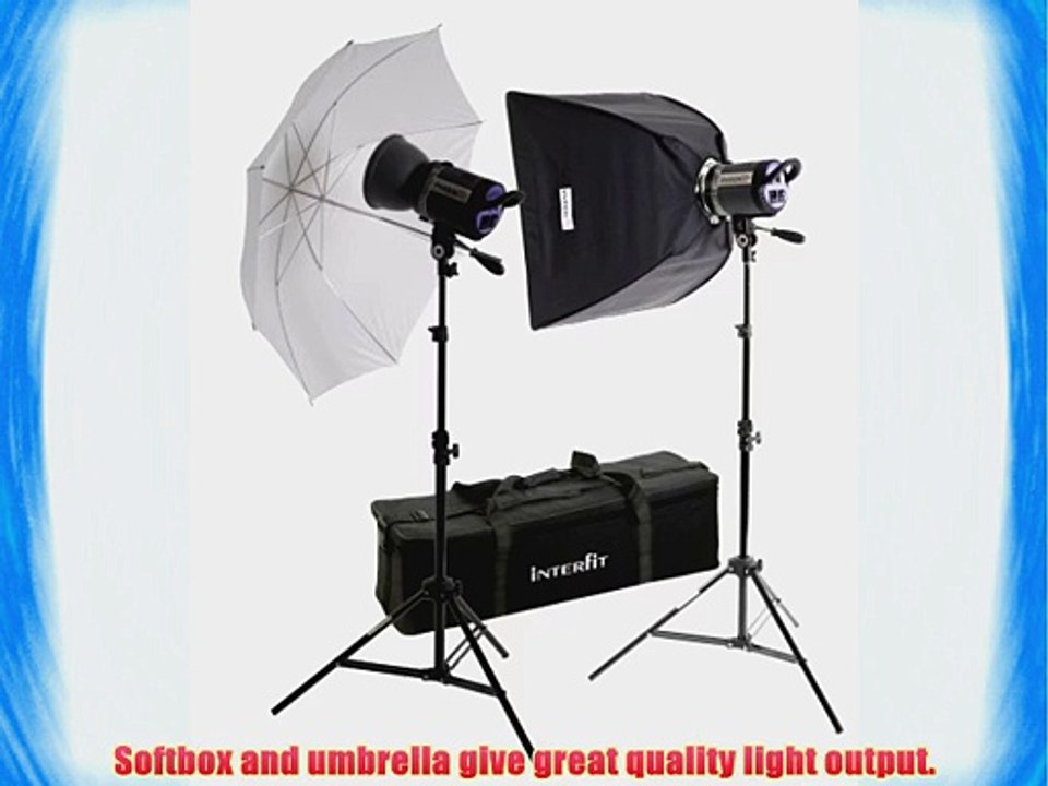 Interfit INT428 Stellar X 300 Watt/Second 2 Head Kit with Umbrella and Softbox