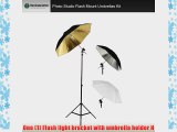 Photo Studio Flash Mount Umbrella Kit - 3 Umbrellas 1 Light Stand