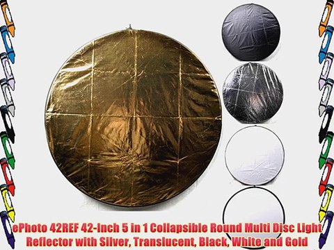 ePhoto 42REF 42-Inch 5 in 1 Collapsible Round Multi Disc Light Reflector with Silver Translucent