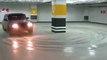 Underground parking drift by Russian Lada car