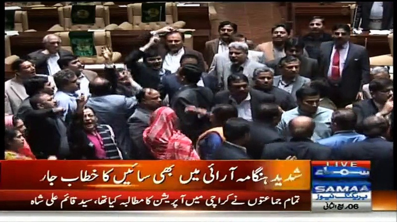 Fight Between MQM And PPP Leaders In Sindh Assembly