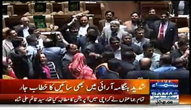 Fight Between MQM And PPP Leaders In Sindh Assembly