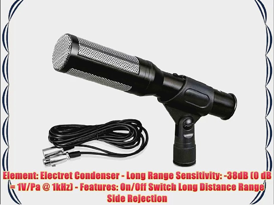 Pyle PDMIC35 Shotgun Microphone Electret Condenser Mic with 16 Foot XLR Cable Windscreen