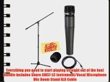 Shure SM57-LC Instrument/Vocal Cardioid Dynamic Microphone Bundle with Gearlux Boom Stand XLR