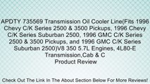 APDTY 735569 Transmission Oil Cooler Line(Fits 1996 Chevy C/K Series 2500 & 3500 Pickups, 1996 Chevy C/K Series Suburban 2500, 1996 GMC C/K Series 2500 & 3500 Pickups, and 1996 GMC C/K Series Suburban 2500)V8 350 5.7L Engines, 4L80-E Transmission,Cab & C