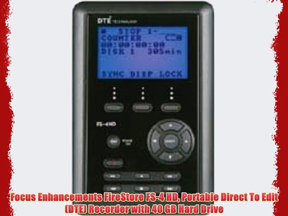 Focus Enhancements FireStore FS-4 HD Portable Direct To Edit (DTE) Recorder with 40 GB Hard