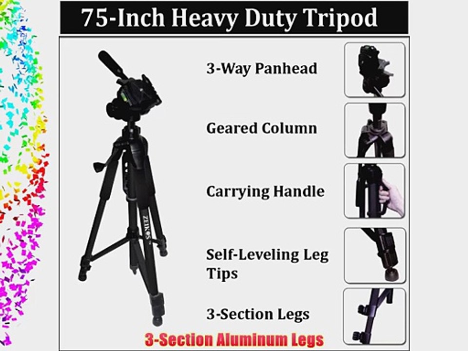 75 Professional Heavy Duty 3-Way Pan Head Tripod For The Panasonic AG-HPX170 AG-HMC70 AG-HMC40
