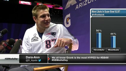 Gronk warms up vocals for Media Day