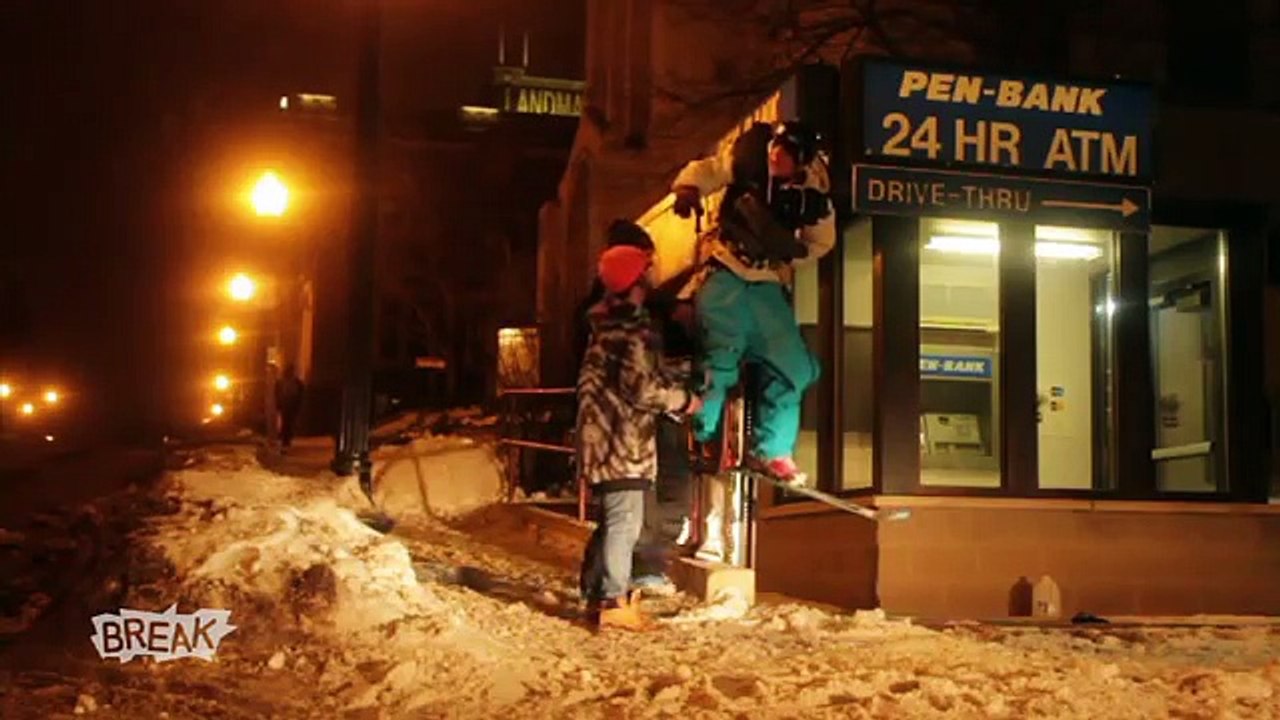 Urban Skier Gets Hung Up