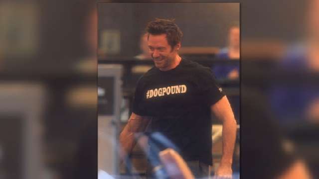 Hugh Jackman Works On Biceps At The Gym