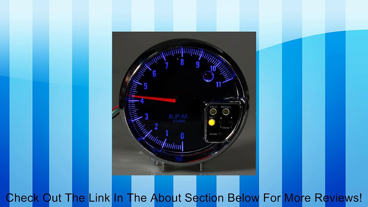 5" 11K RPM Car Tachometer Tach Gauge + Shift Light Alarm Lamp Blue LED Lens 12V Review