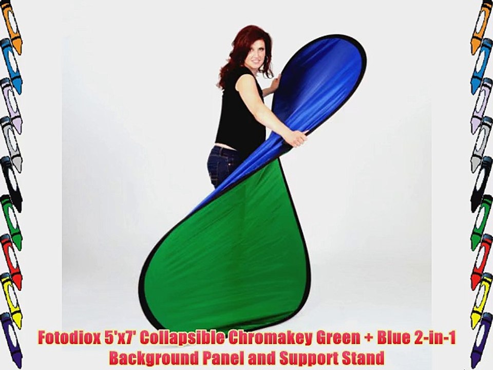 Fotodiox 5'x7' Collapsible Chromakey Green   Blue 2-in-1 Background Panel and Support Stand