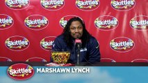 Marshawn Lynch Finally Talks at Skittles Press Conference