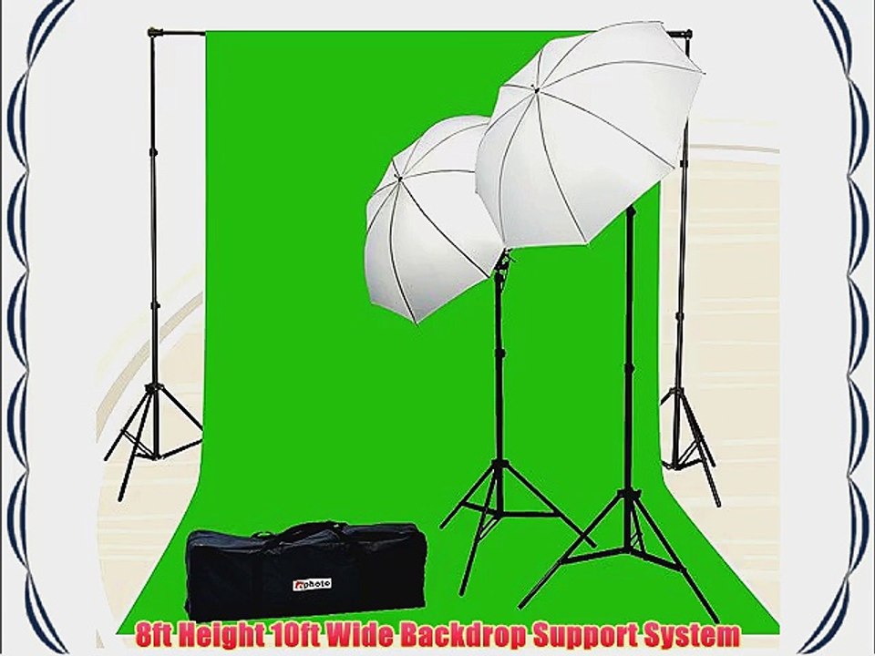 Chromakey Green Screen Kit 800 watt 10x20 Ft Chroma Key Green Screen Photo Video Lighting Kit