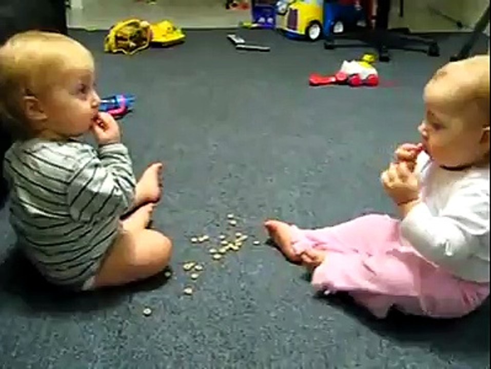 Twin Babies Feeding Each Other!!