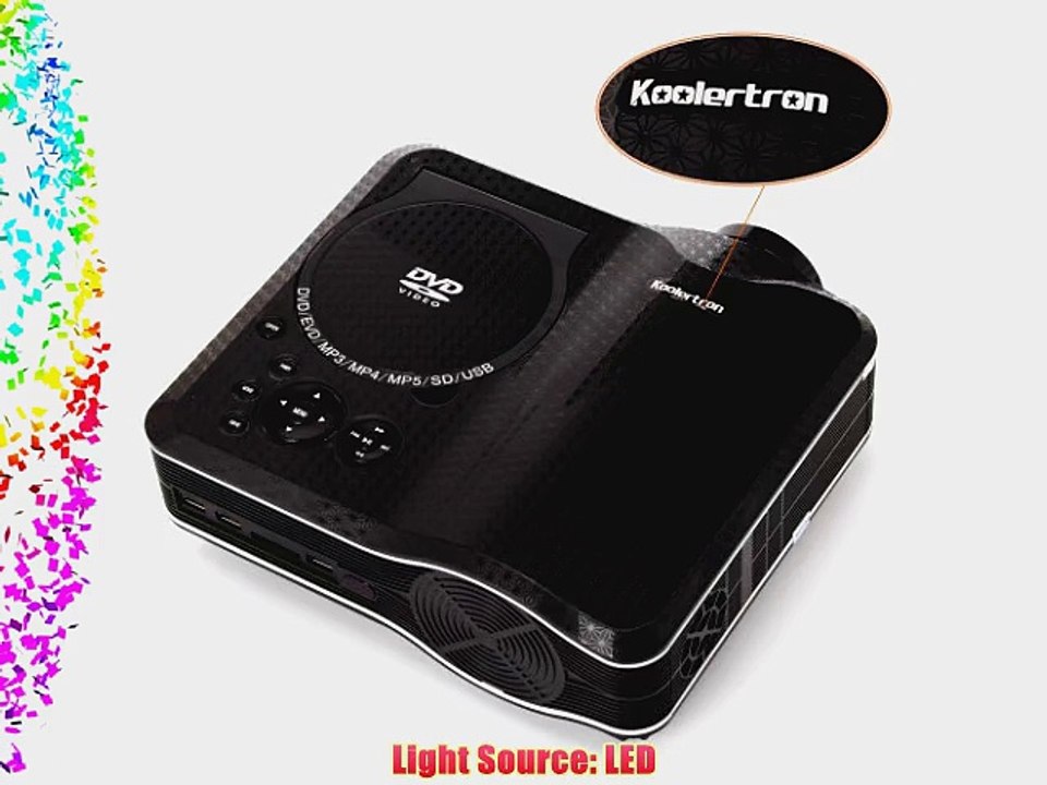 Koolertron Portable Projector 800x600 Home Theater EVD DVD MP4 RMVB Player w SD USB /S2