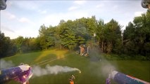 Kid attacked by a drone shooting fireworks