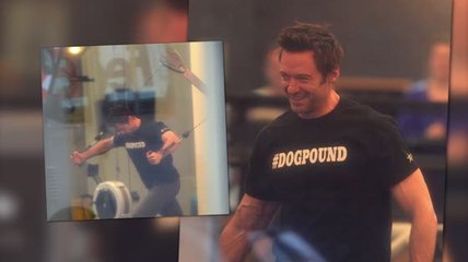 Hugh Jackman fléchit ses muscles à la gym