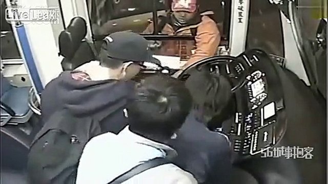 Female driver manages to stop bus before collapsing out of injury