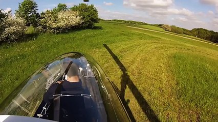 Flying in clouds. Calidus gyrocopter